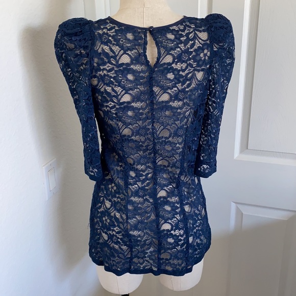 Midnight blue lace top. - Picture 4 of 4